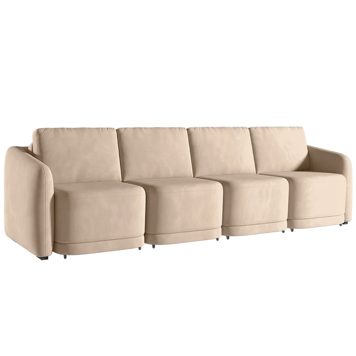 Sofá Cama Casal para Sala 356cm Polska Z08 Veludo Bege - Mpozenato