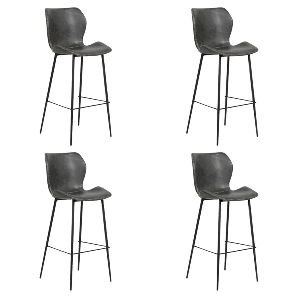 Kit 4 Banquetas Alta com Encosto para Bancada Cozinha Penha R02 Sintético Cinza Grafite - Mpozenato