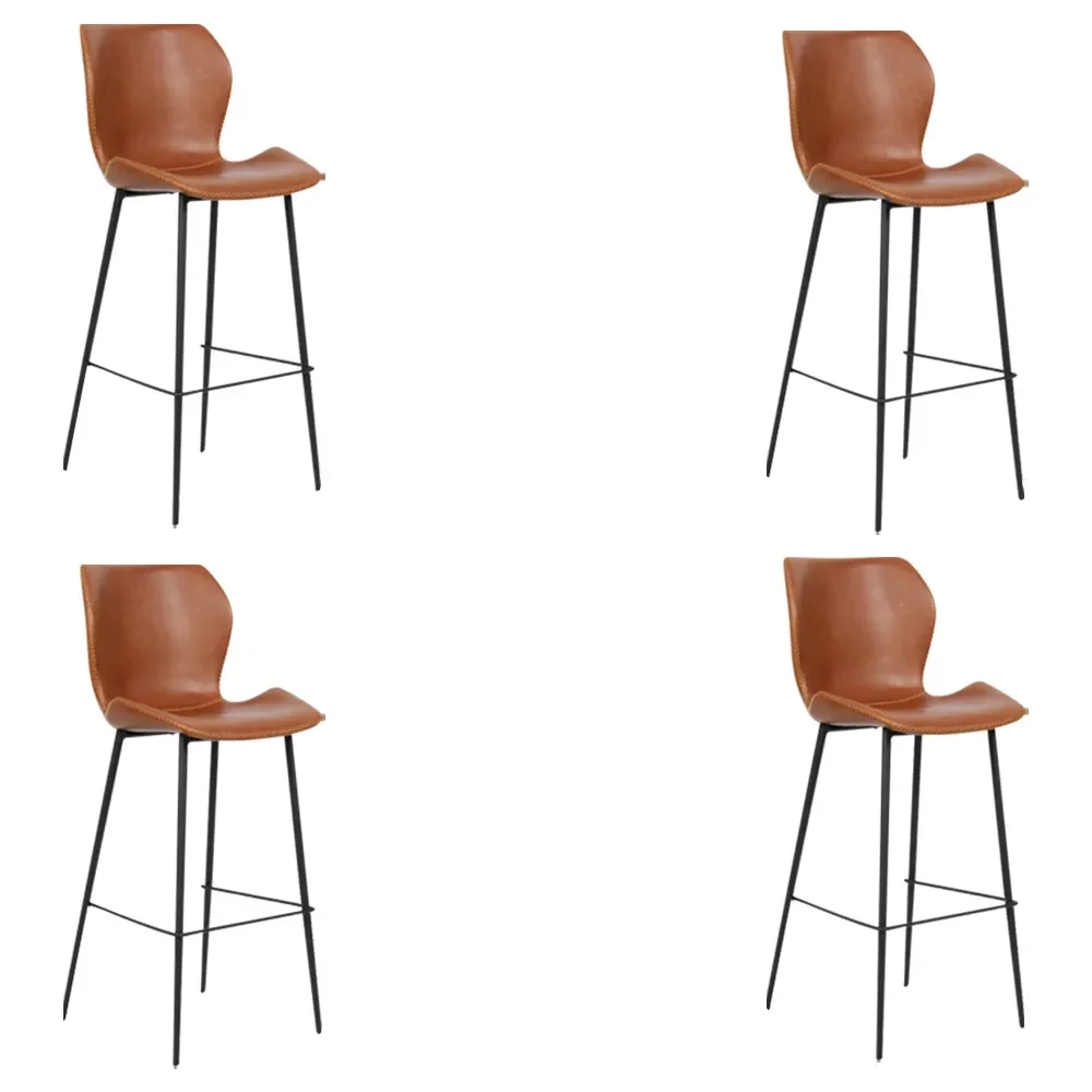 Kit 4 Banquetas Alta com Encosto para Bancada Cozinha Penha R02 Sintético Marrom - Mpozenato