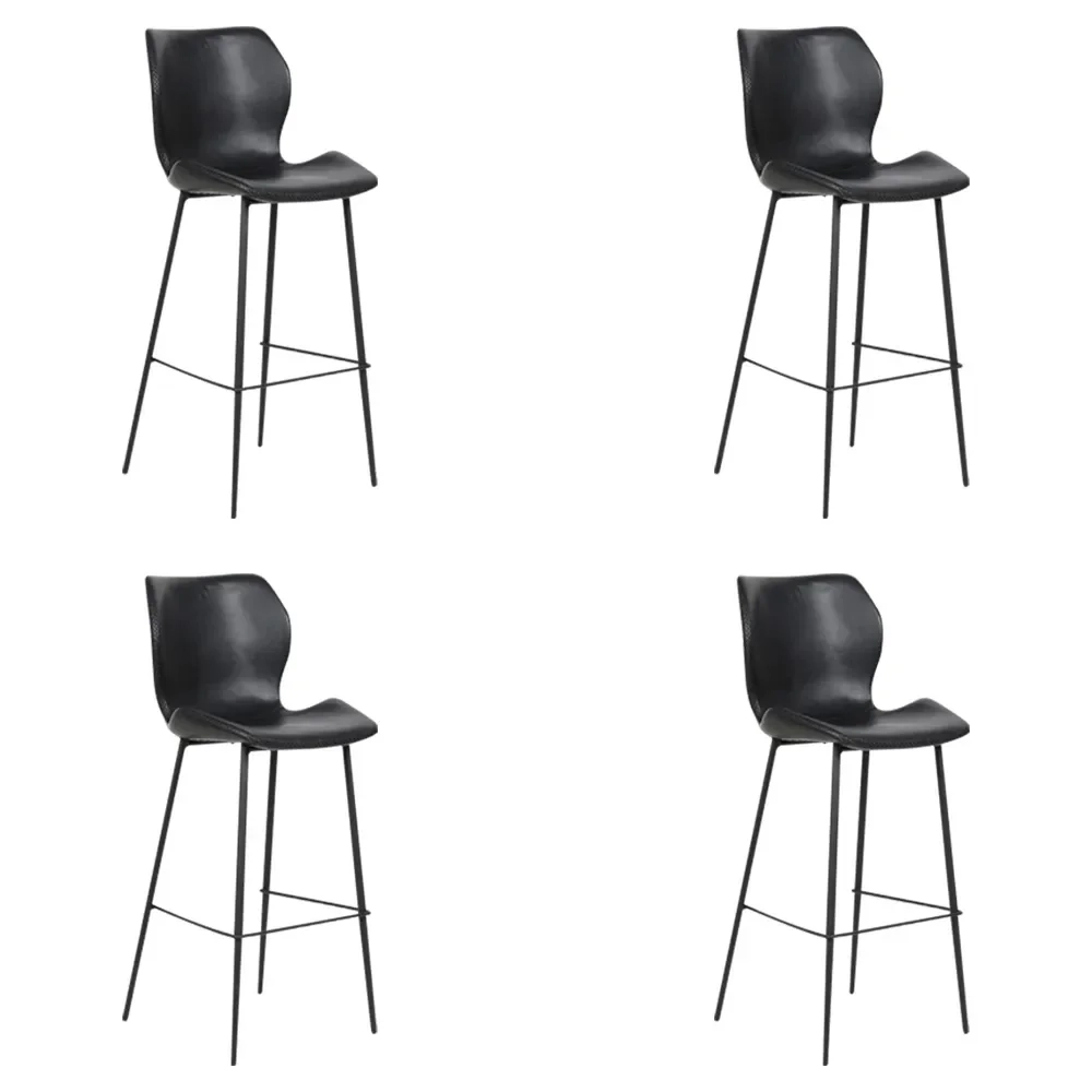 Kit 4 Banquetas Alta com Encosto para Bancada Cozinha Penha R02 Sintético Preto - Mpozenato