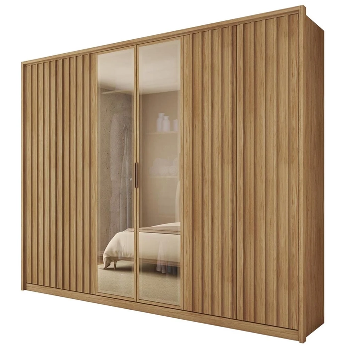 Guarda Roupa Casal 6 Portas 4 Gavetas Turium C01 Buriti - Mpozenato