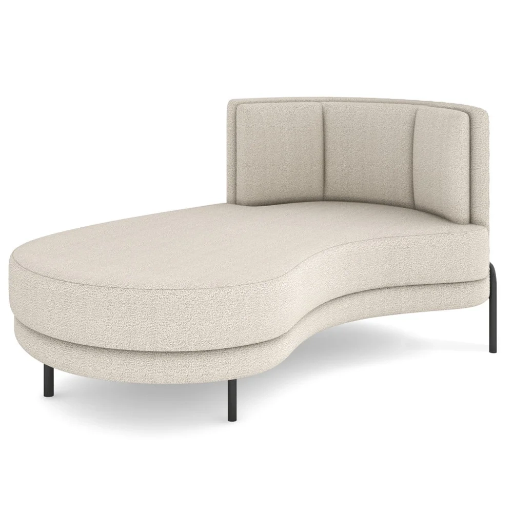 Chaise Longue Divã 164cm Braço Direito Logus D06 Boucle Bege - Mpozenato