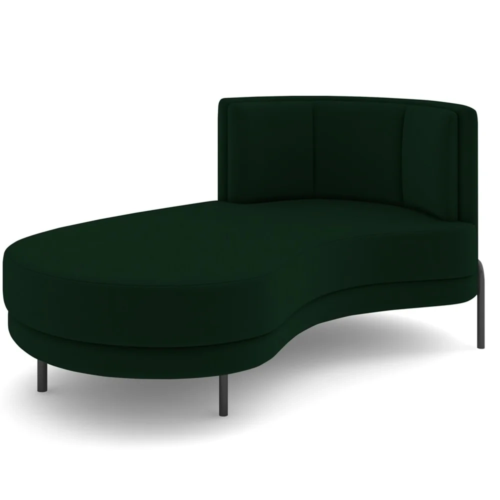 Chaise Longue Divã 164cm Braço Direito Logus D06 Veludo Verde - Mpozenato