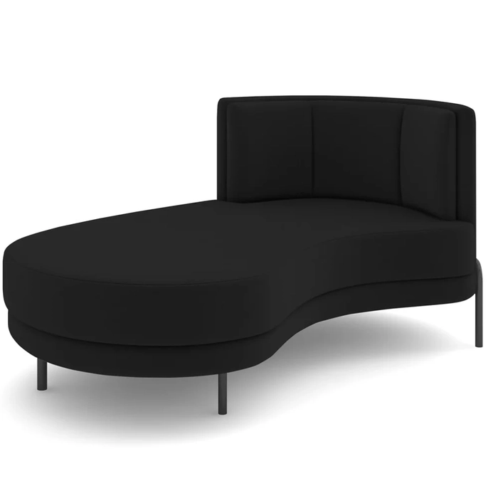 Chaise Longue Divã 164cm Braço Direito Logus D06 Veludo Preto - Mpozenato