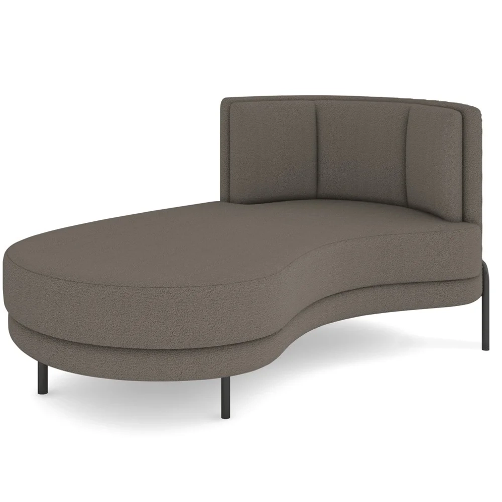 Chaise Longue Divã 164cm Braço Direito Logus D06 Boucle Bege Escuro - Mpozenato