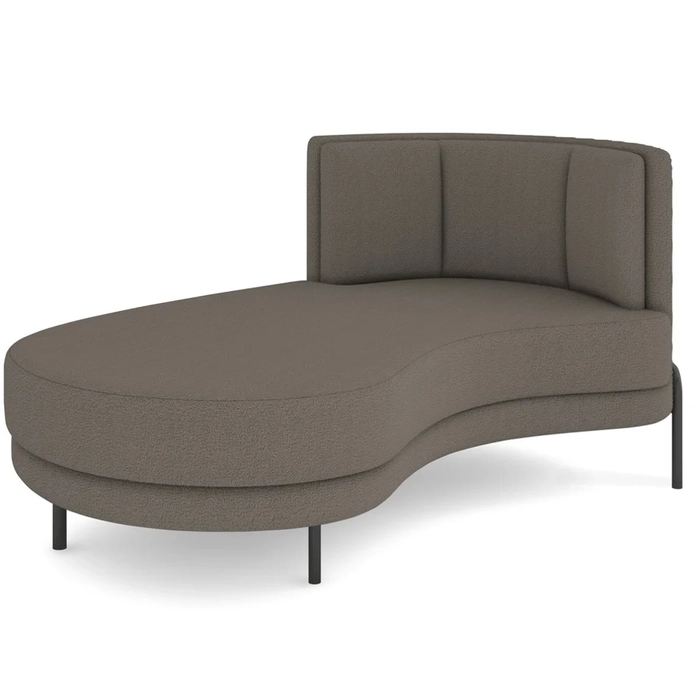 Chaise Longue Divã 164cm Braço Direito Logus D06 Boucle Bege Escuro - Mpozenato