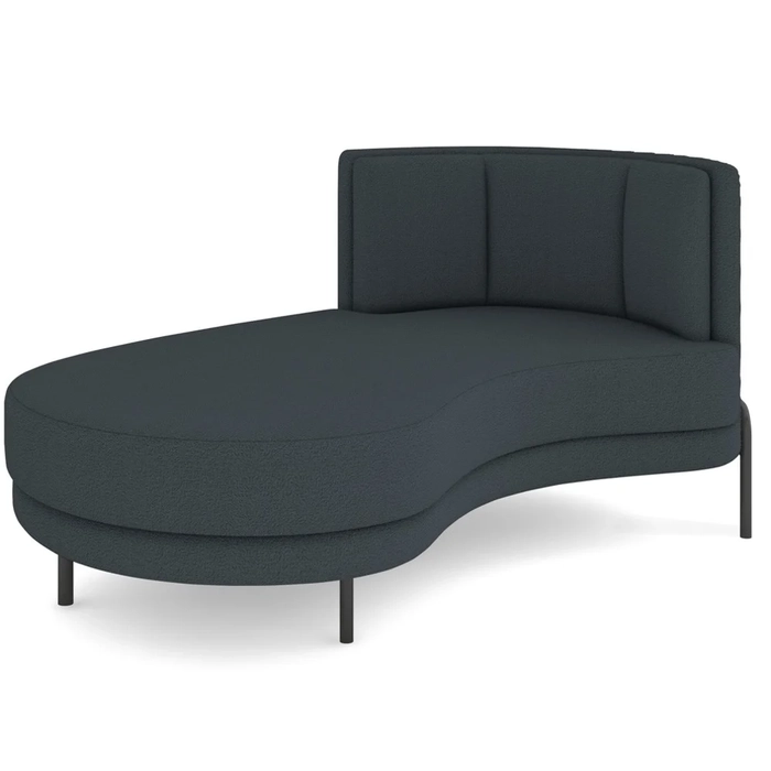 Chaise Longue Divã 164cm Braço Direito Logus D06 Boucle Chumbo - Mpozenato
