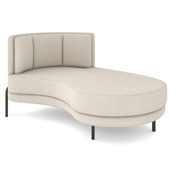 Chaise Longue Divã 164cm Braço Esquerdo Logus D06 Boucle Bege - Mpozenato