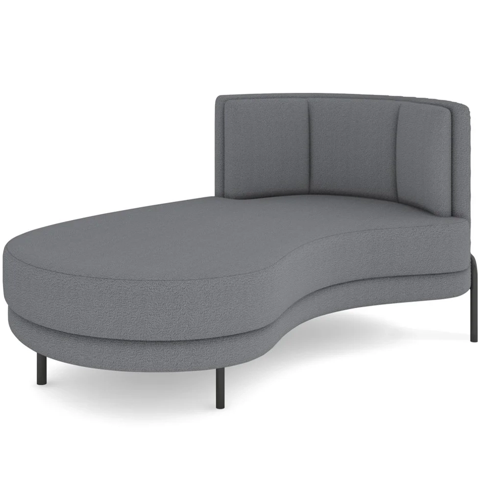 Chaise Longue Divã 164cm Braço Direito Logus D06 Boucle Cinza - Mpozenato
