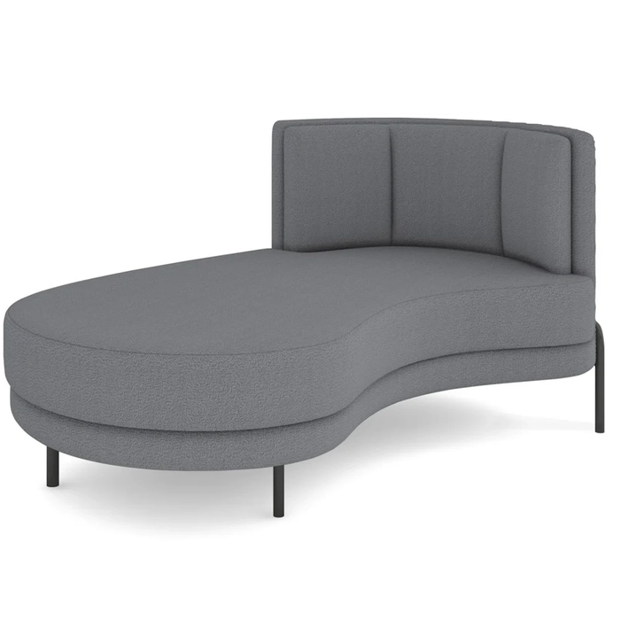 Chaise Longue Divã 164cm Braço Direito Logus D06 Boucle Cinza - Mpozenato