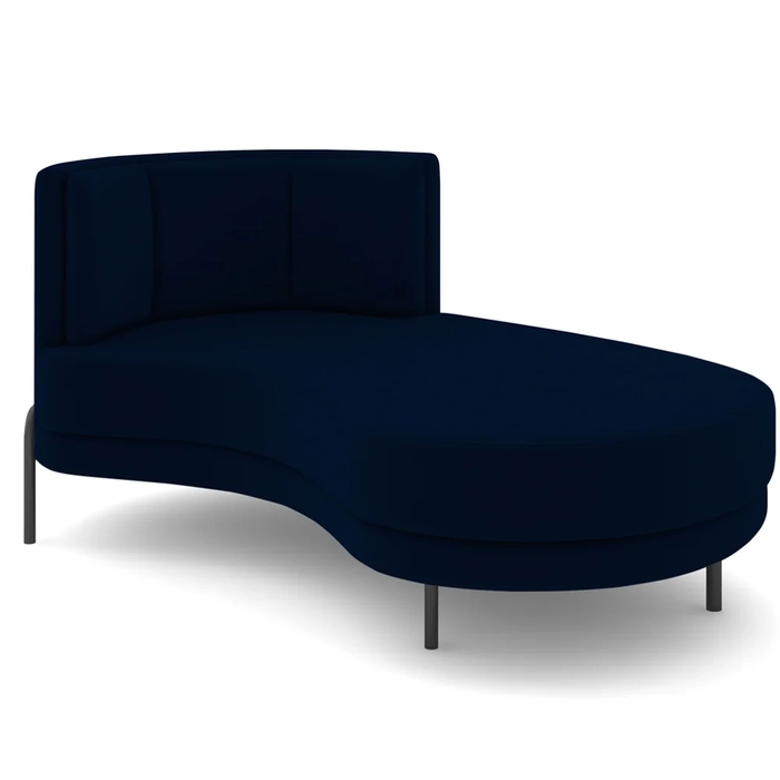 Chaise Longue Divã 164cm Braço Esquerdo Logus D06 Veludo Azul - Mpozenato