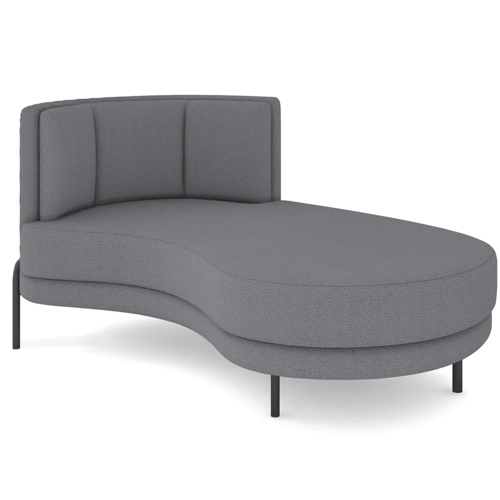 Chaise Longue Divã 164cm Braço Esquerdo Logus D06 Boucle Cinza - Mpozenato