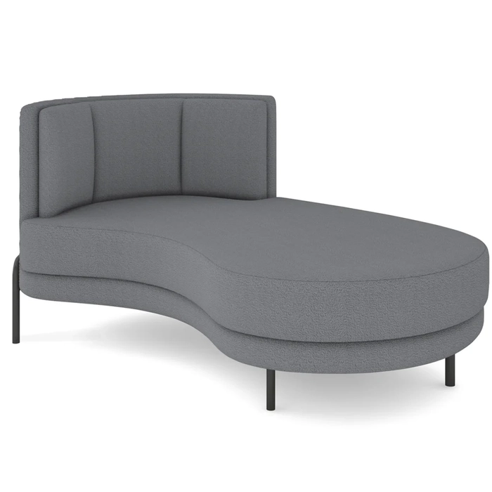 Chaise Longue Divã 164cm Braço Esquerdo Logus D06 Boucle Cinza - Mpozenato