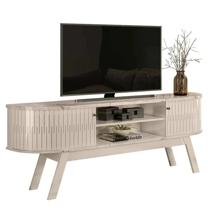 Rack Bancada para TV 75 Pol 183cm Alícia Z10 Calacata/Off White - Mpozenato