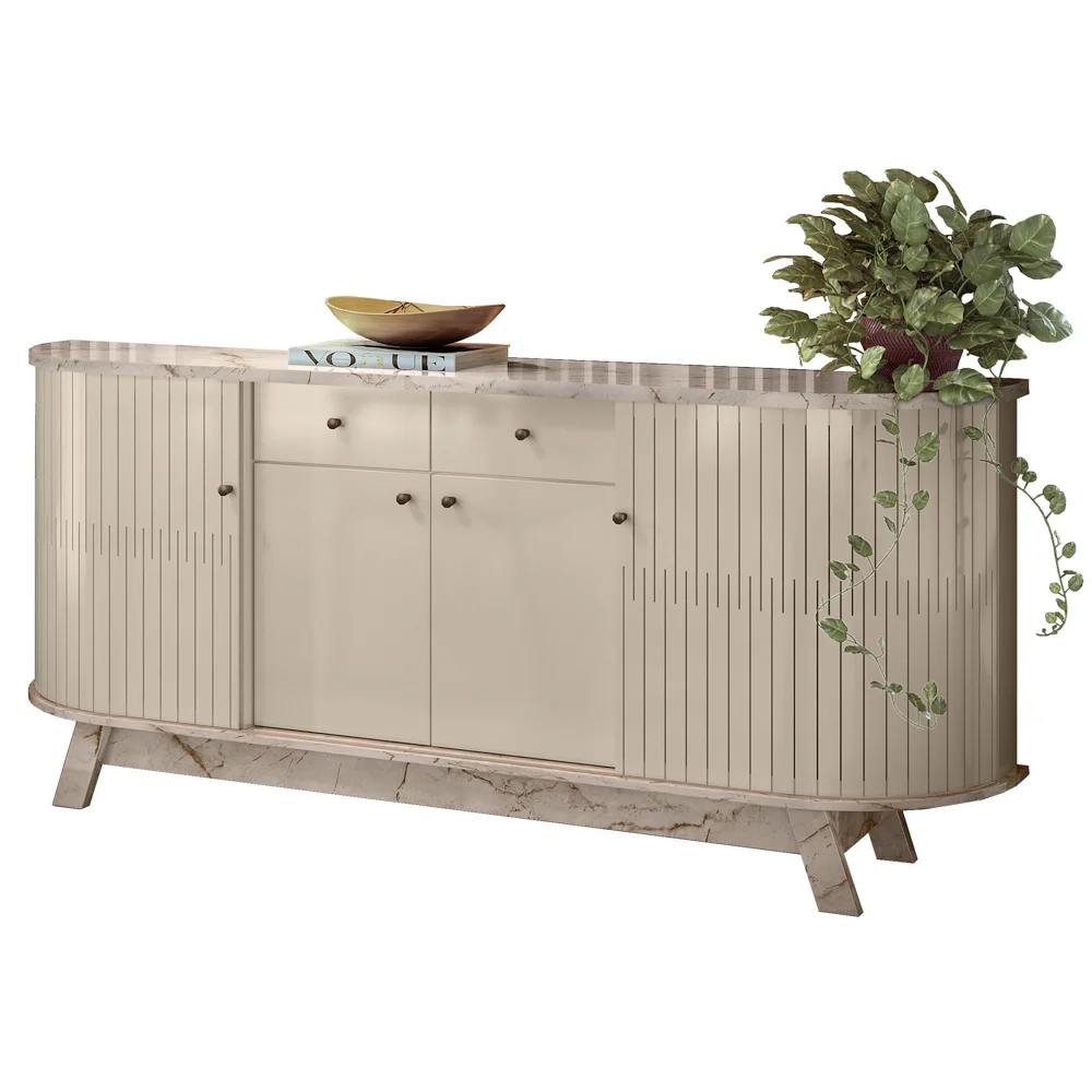 Balcão Buffet para Sala de Jantar 183cm Mônica Z10 Calacata/Off White - Mpozenato