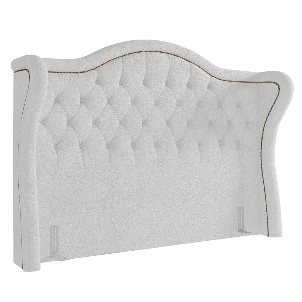 Cabeceira Cama Box Casal Queen 160cm Antibes Z37 Boucle Branco - Mpozenato