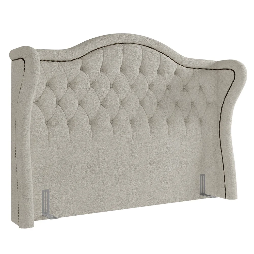 Cabeceira Cama Box Casal King 195cm Antibes Z37 Boucle Cru - Mpozenato