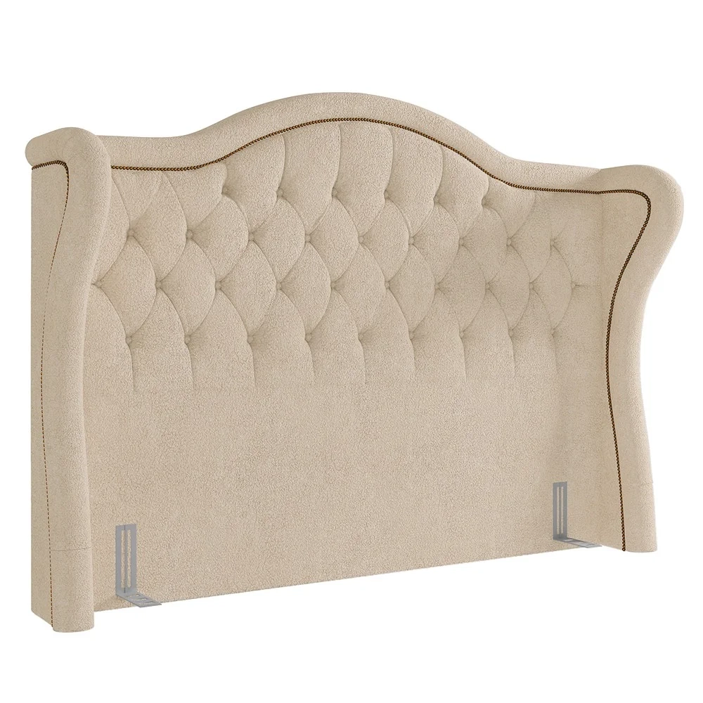 Cabeceira Cama Box Casal King 195cm Antibes Z37 Boucle Bege - Mpozenato