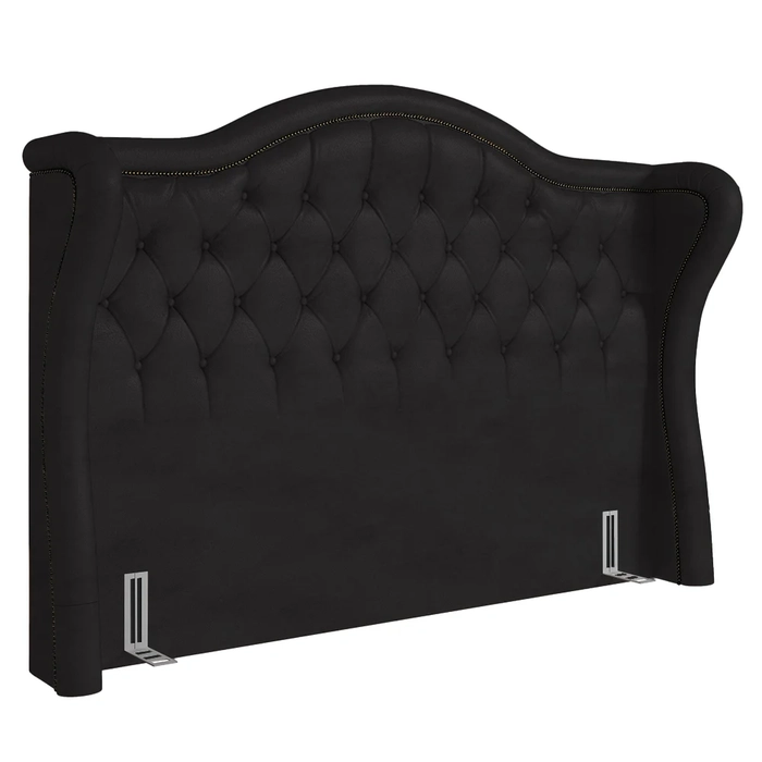 Cabeceira Cama Box Casal King 195cm Antibes Z37 Sintético Preto - Mpozenato