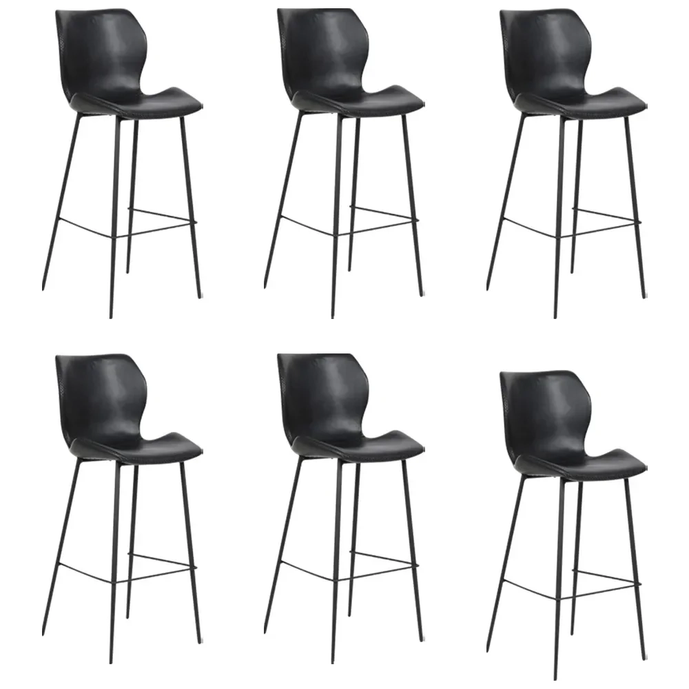 Kit 6 Banquetas Alta com Encosto para Bancada Cozinha Penha R02 Sintético Preto - Mpozenato