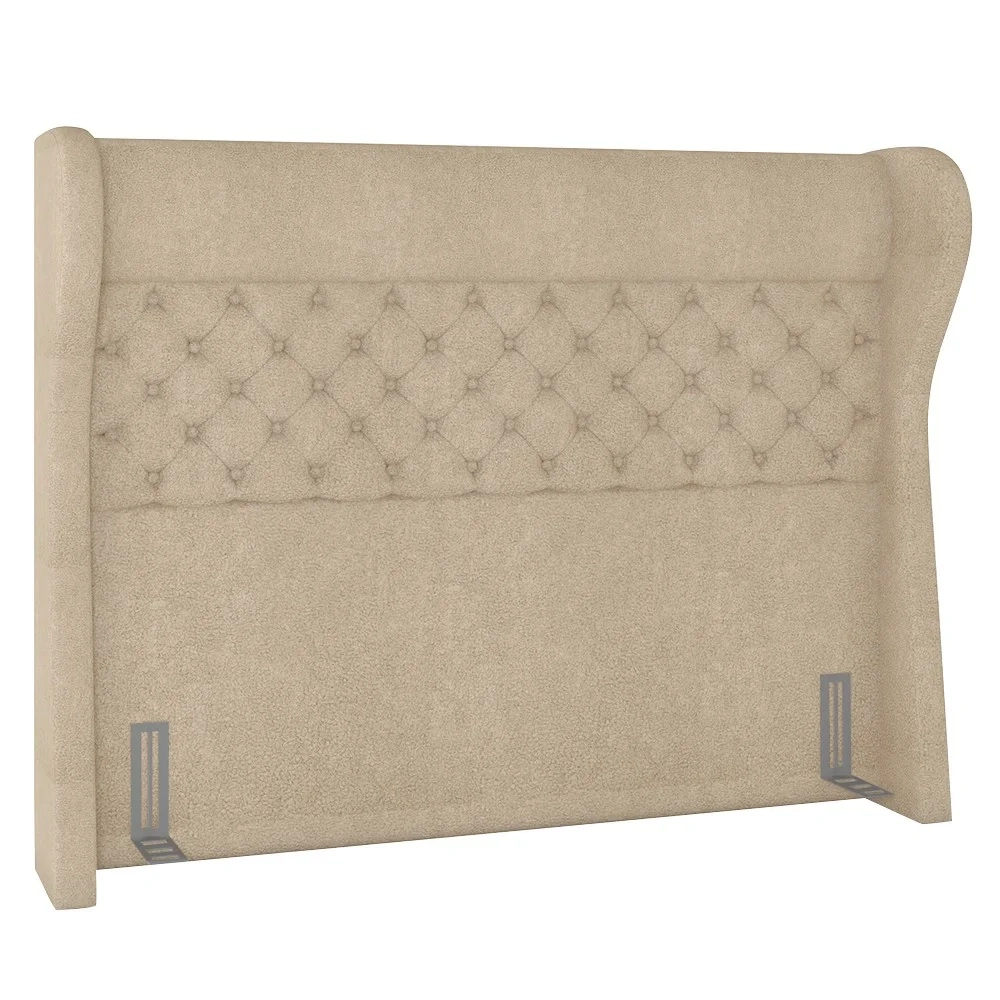 Cabeceira Cama Box Casal King 195cm Trinidad Z37 Boucle Bege - Mpozenato