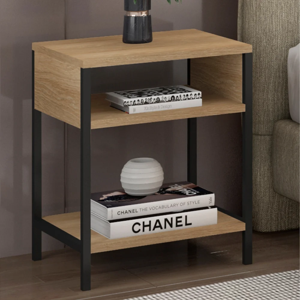 Mesa de Cabeceira Estilo Industrial Plaza L03 Castanho - Mpozenato