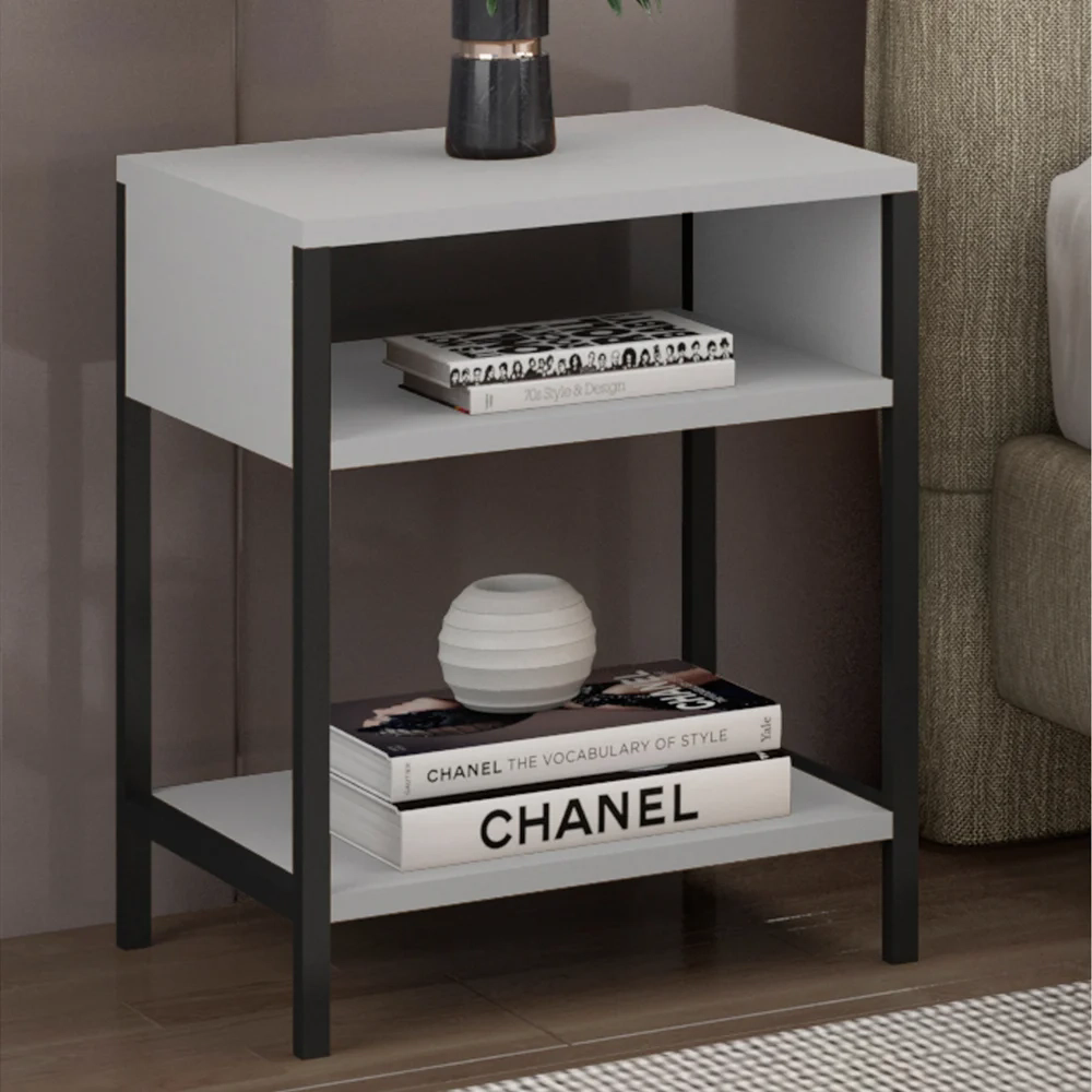 Mesa de Cabeceira Estilo Industrial Plaza L03 Branco - Mpozenato