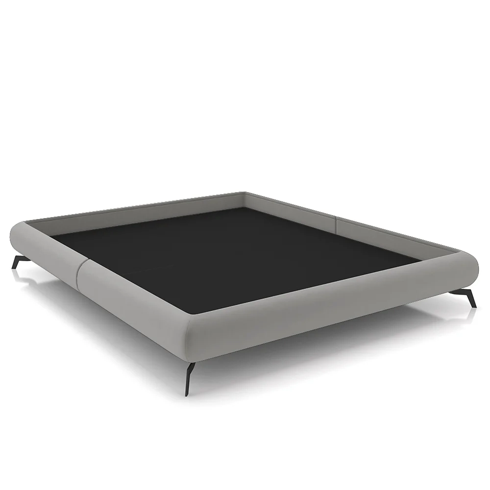 Cama Queen Base Box 158x198cm Pés de Ferro Cold Z37 Veludo Cinza - Mpozenato