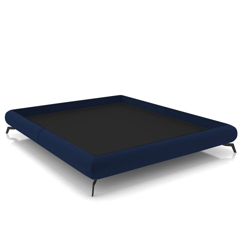 Cama King Base Box 193x203cm Pés de Ferro Cold Z37 Veludo Azul - Mpozenato