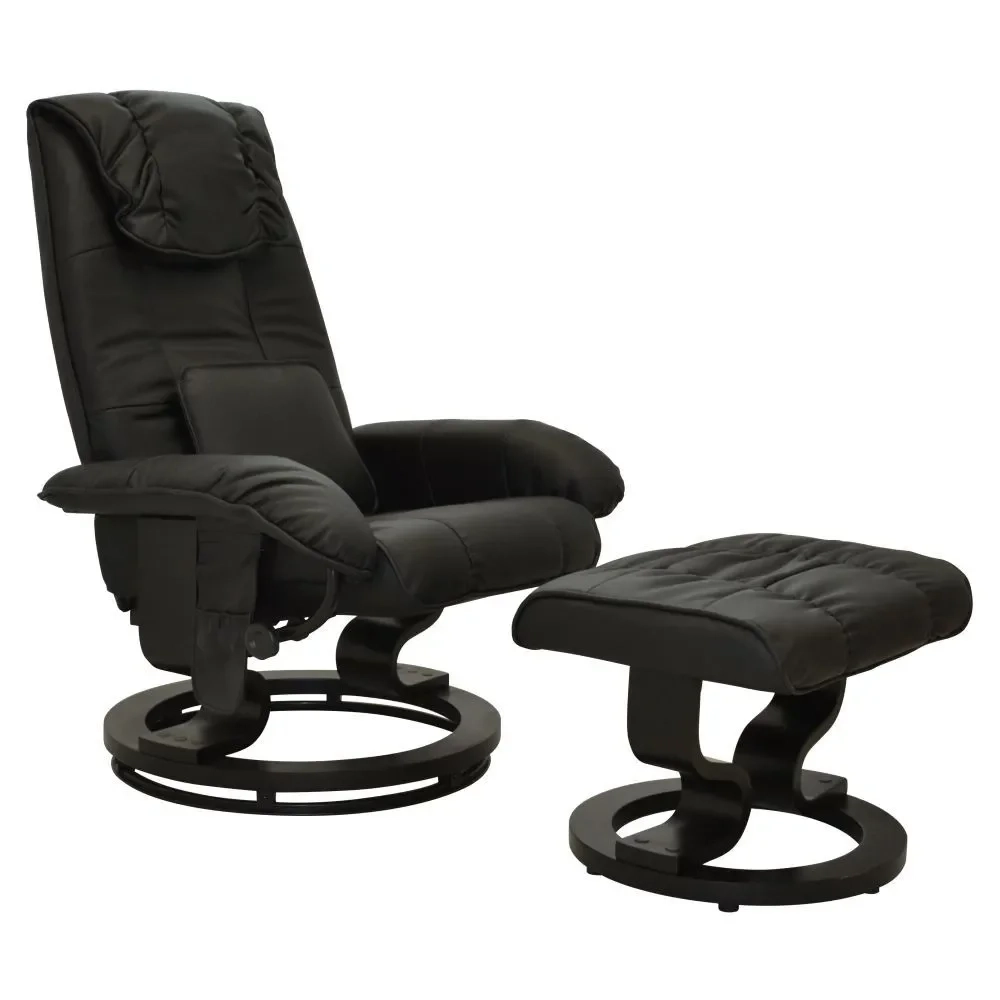 Poltrona do Papai Massageadora Elétrica com Puff Louis R02 Sintético Preto - Mpozenato