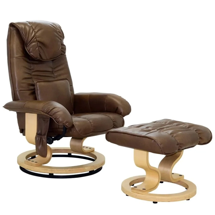 Poltrona do Papai Massageadora Elétrica com Puff Louis R02 Sintético Marrom - Mpozenato