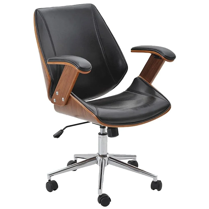 Cadeira de Escritório Diretor Giratória Liziê R02 Madeira Sintético Marrom/Preto - Mpozenato