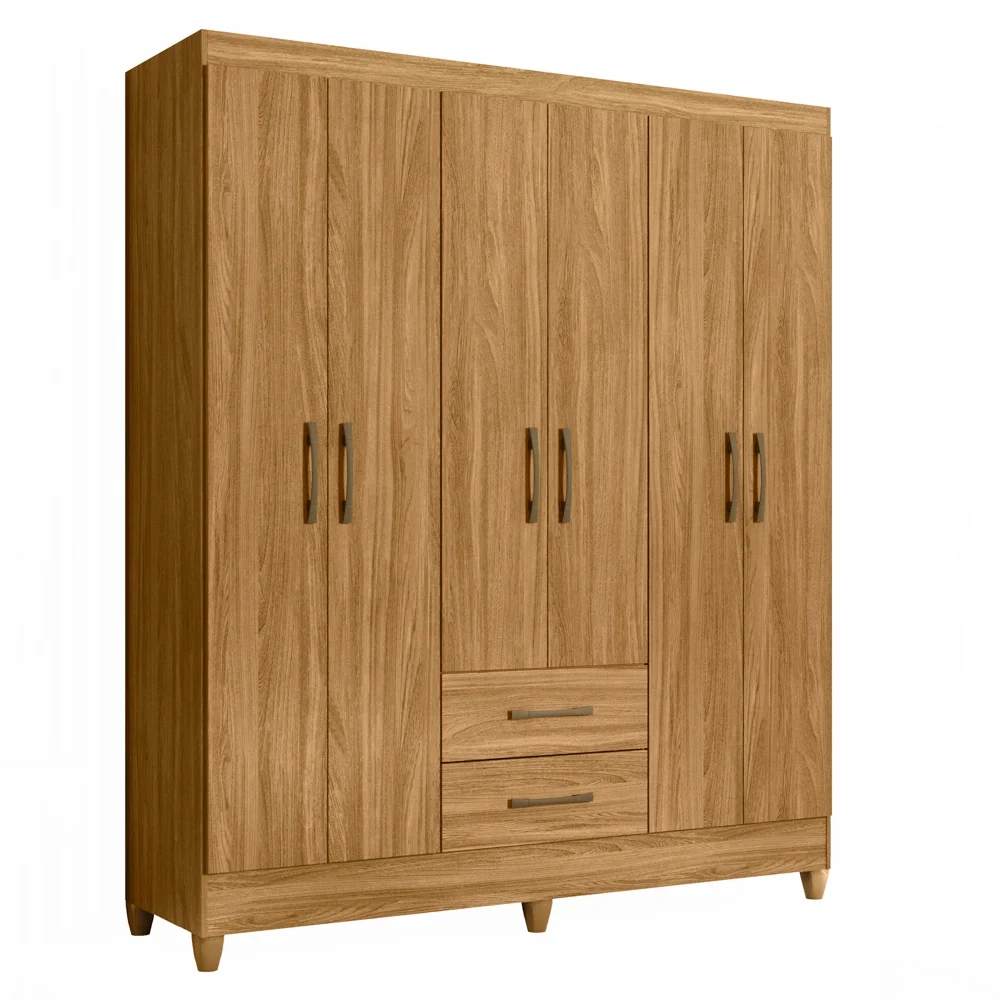 Guarda Roupa Casal 6 Portas 2 Gavetas 153cm Paraná Z17 Freijó - Mpozenato