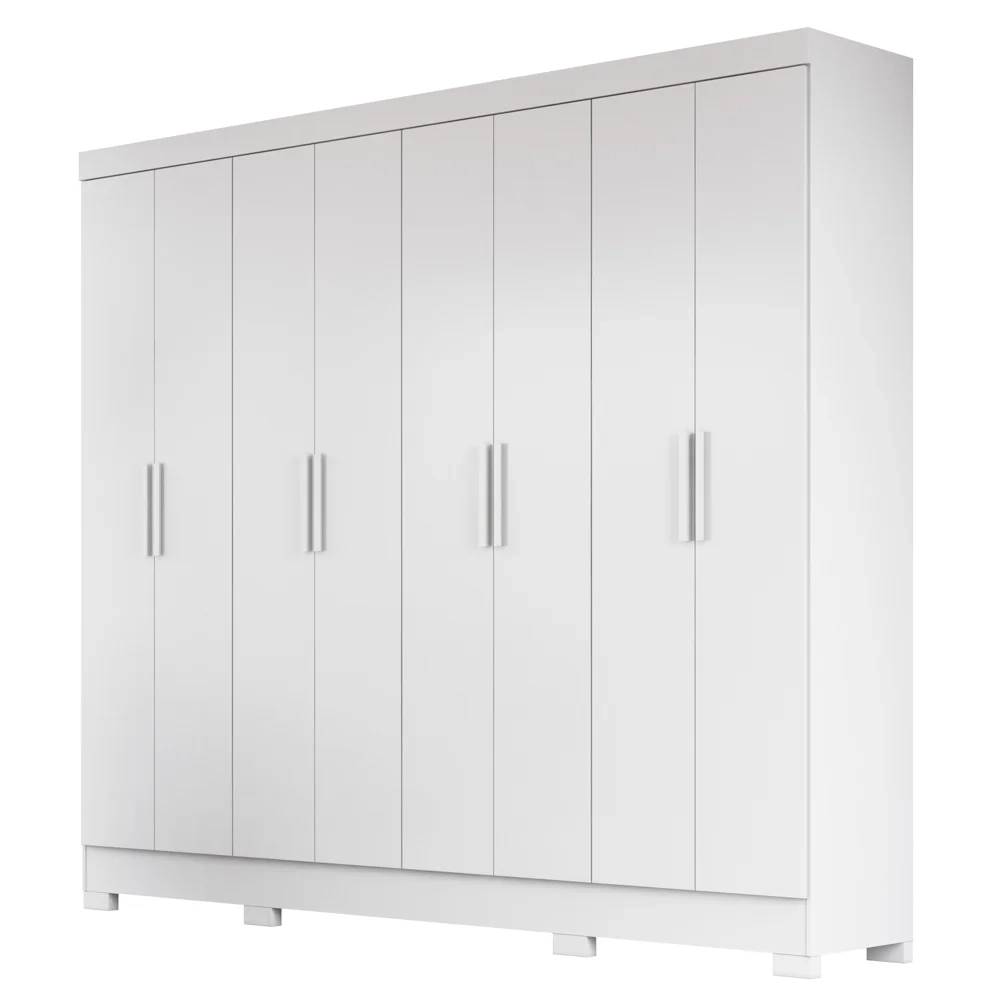 Guarda Roupa Casal 8 Portas 4 Gavetas 236cm Ágata Z17 Branco - Mpozenato