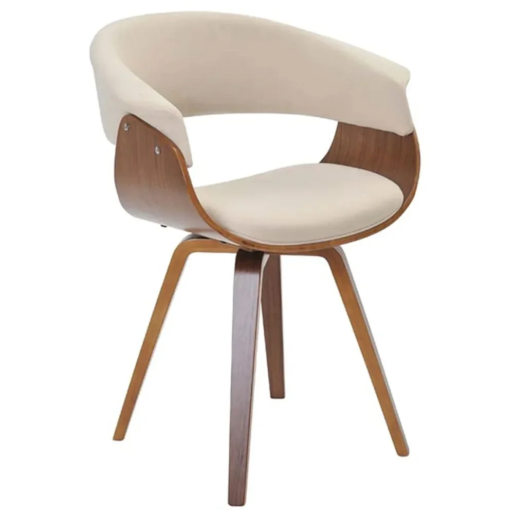 Cadeira de Jantar Moderna Base Madeira Fixa Betani R02 Linho Bege - Mpozenato