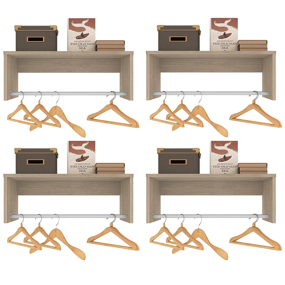 Kit 4 Nichos Cabideiros Suspensos Berlim Carvalho Castanho - Lumil Móveis