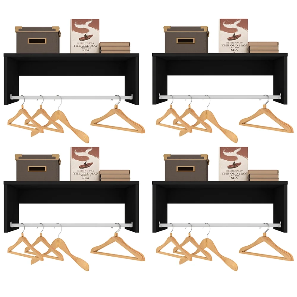 Kit 4 Nichos Cabideiros Suspensos Berlim Preto - Lumil Móveis