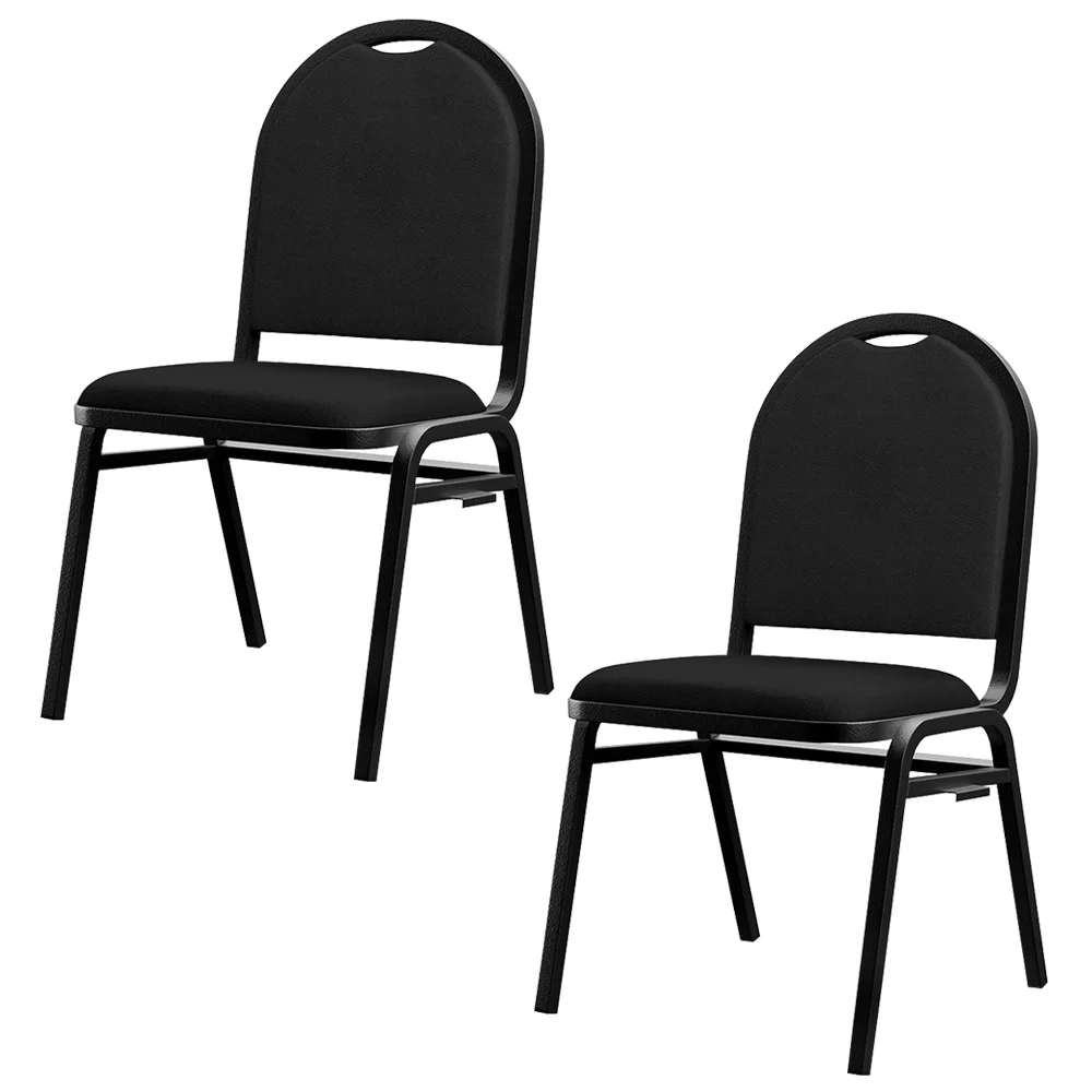 Kit 2 Cadeiras Hoteleiras Auditório Empilhável Sintético Z33 Preto - Mpozenato