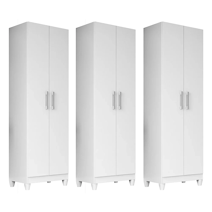 Kit 3 Armários Multiuso Organizador 2 Portas Astrid Z17 Branco - Mpozenato