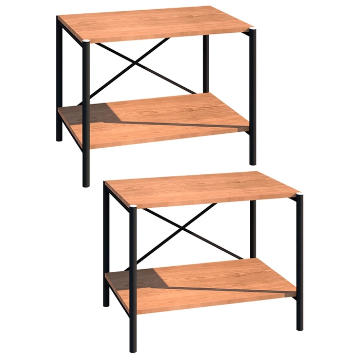 Kit 2 Sapateiras Multiuso Hall de Entrada 60cm 2 Prateleiras Padova Demolição/Preto - Artefamol