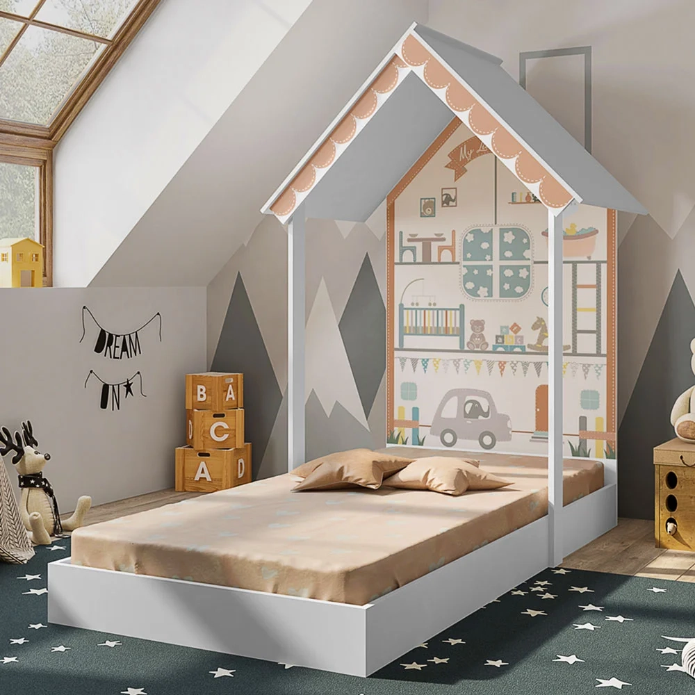 Mini Cama Infantil Casinha Montessoriana MDF sem Colchão Z48 Child Branco - Mpozenato