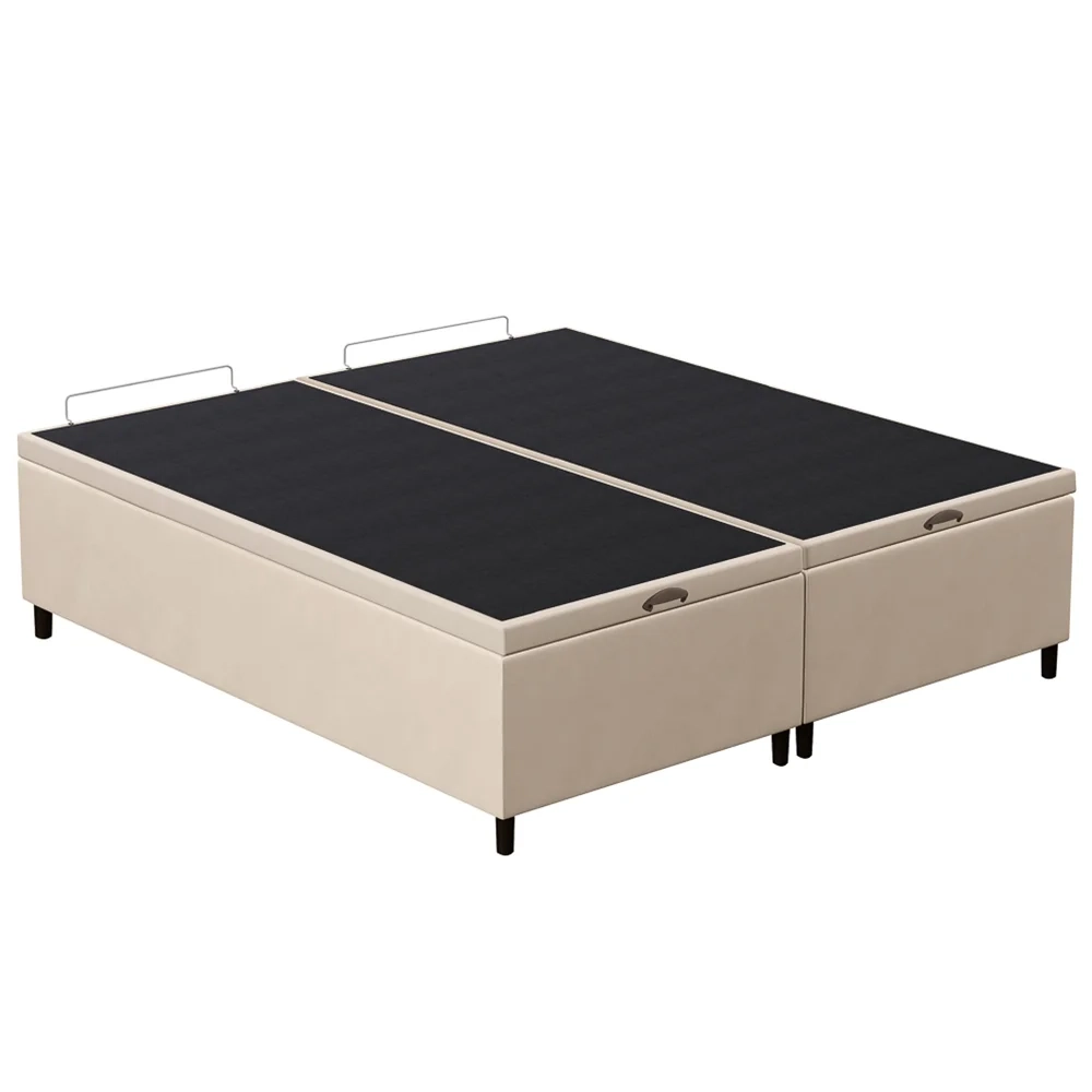 Base Cama Box Baú Casal Queen 158cm Hit Z04 Suede Bege - Mpozenato