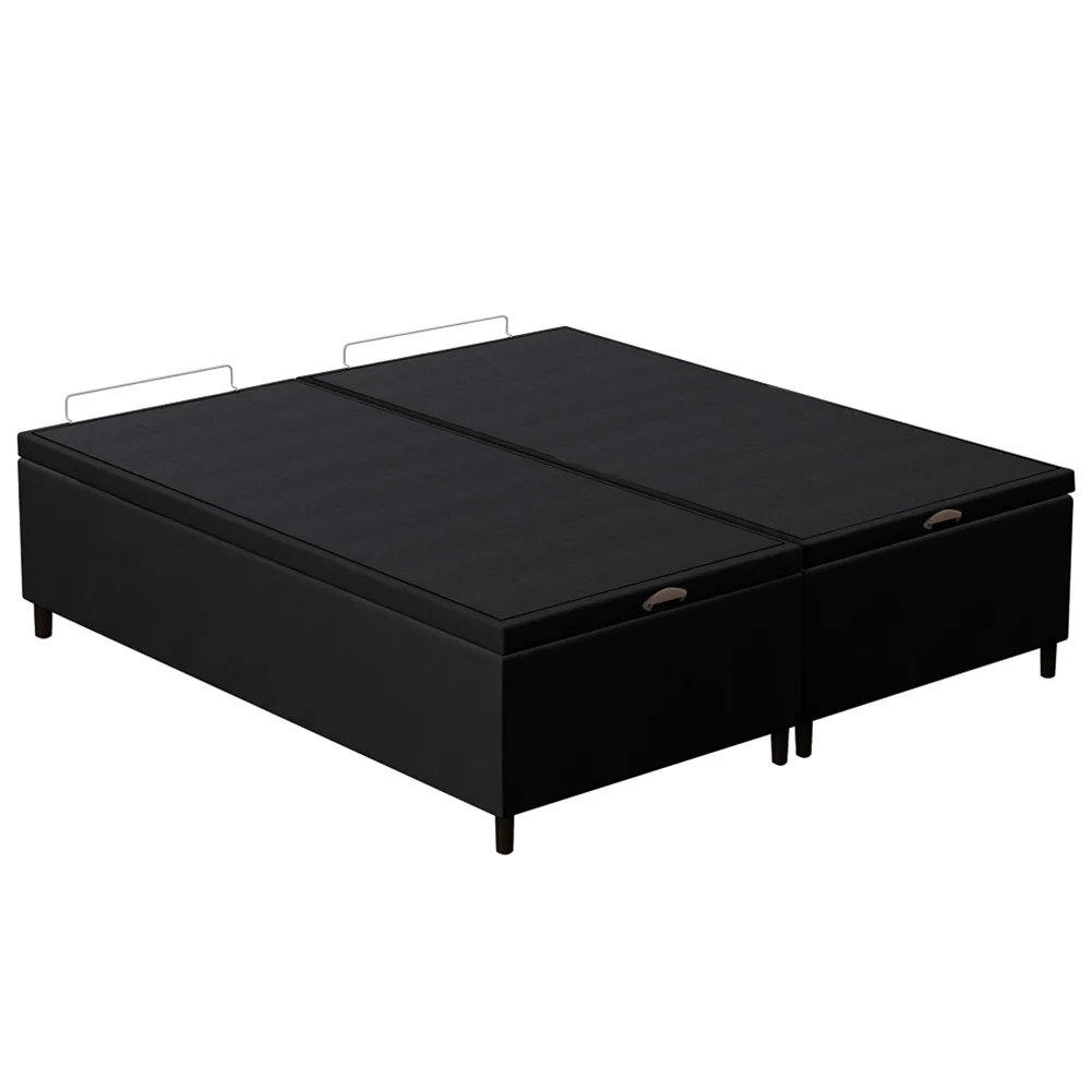 Base Cama Box Baú Casal Queen 158cm Hit Z04 Suede Preto - Mpozenato
