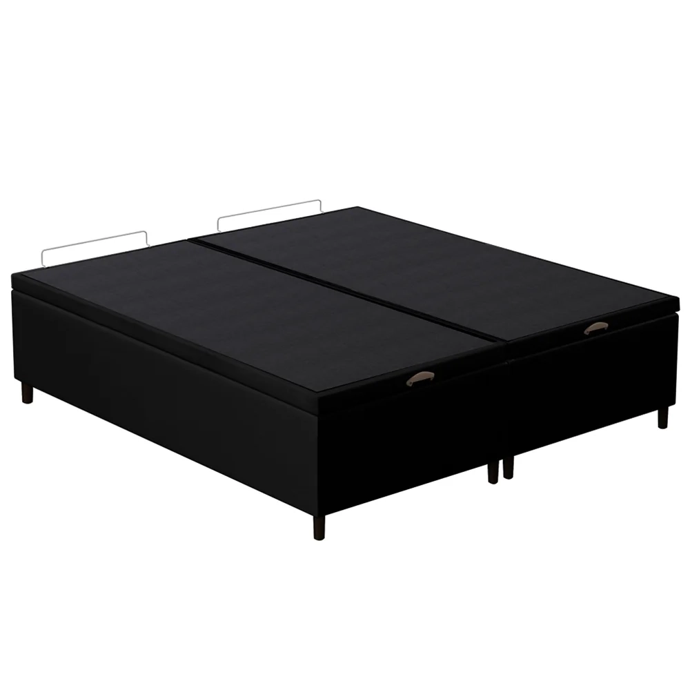 Base Cama Box Baú Casal Queen 158cm Hit Z04 Sintético Preto - Mpozenato