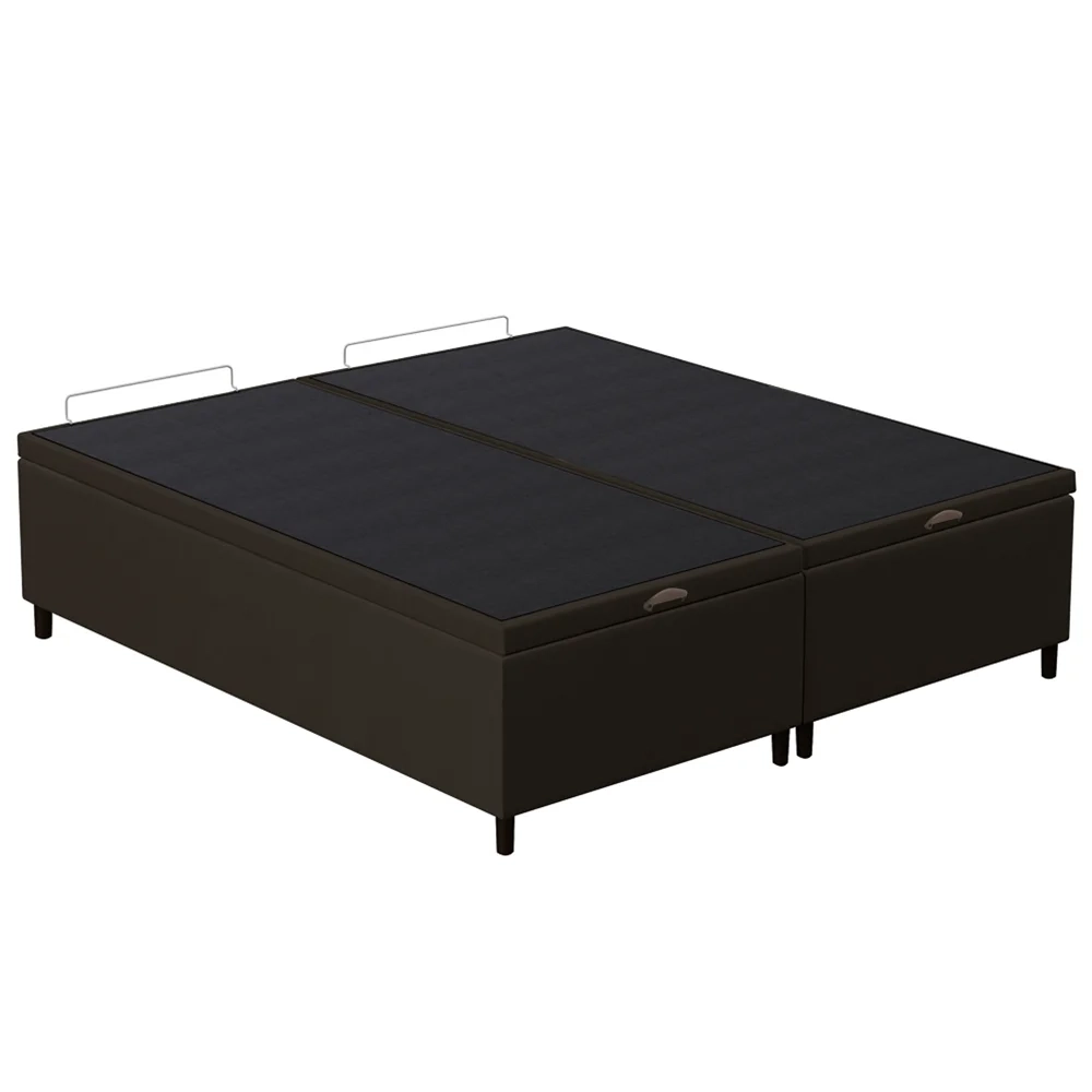 Base Cama Box Baú Casal Queen 158cm Hit Z04 Suede Marrom - Mpozenato