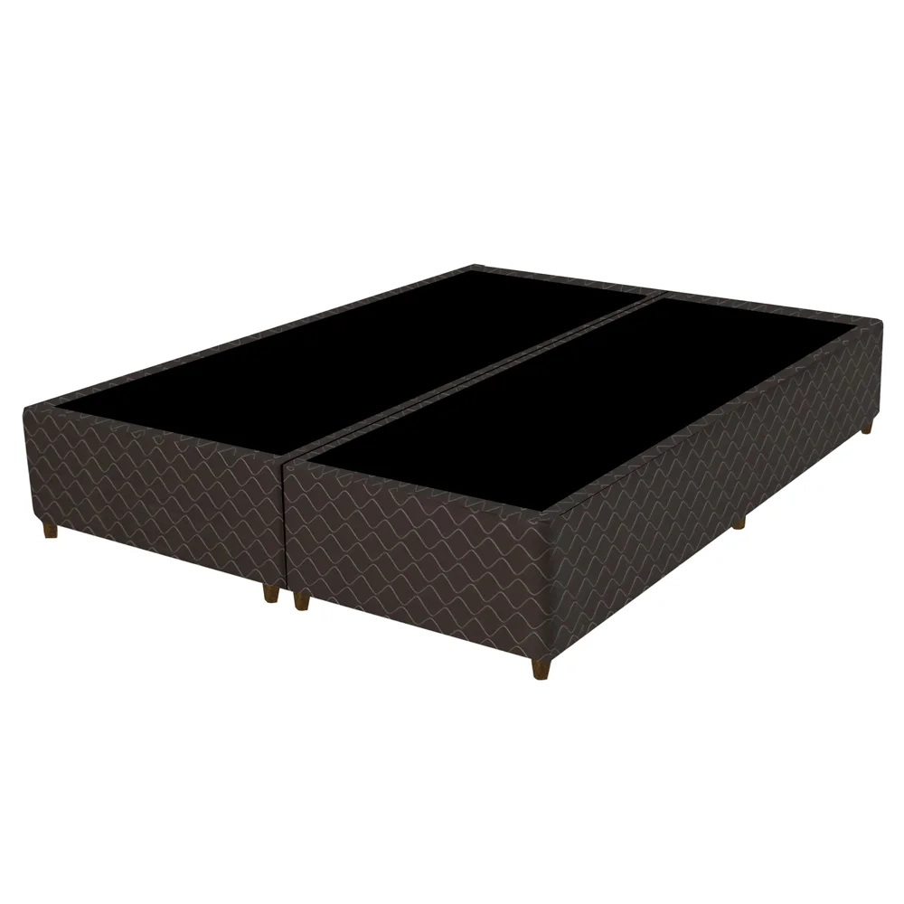 Base Para Cama Box Casal Queen Size Bipartido 158cm Poliéster Bordado Flora Marrom - Gazin
