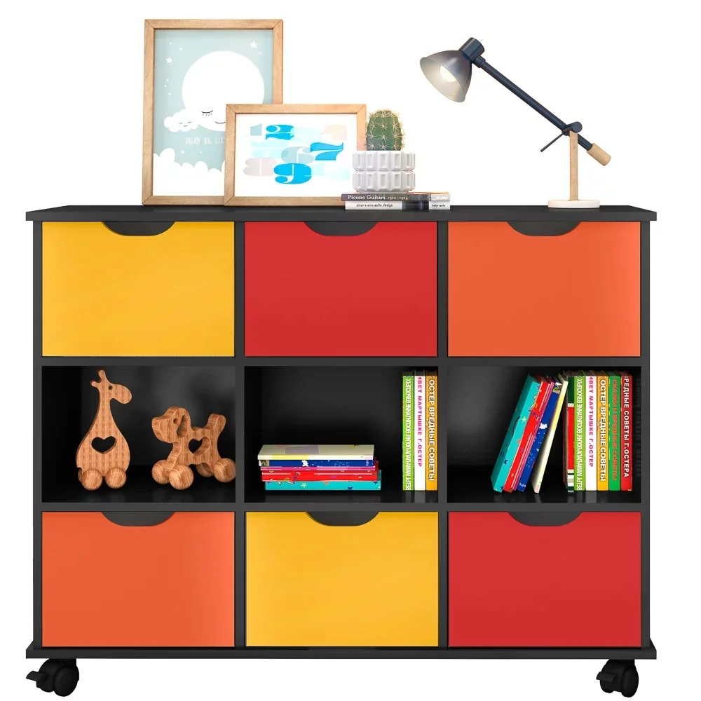 Nicho Organizador com Rodízios Toys 6 Gavetas Q01 Preto/Colorido - Mpozenato