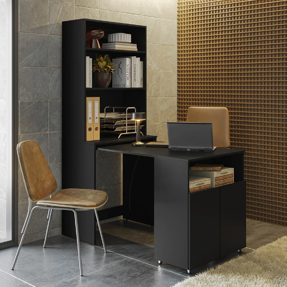 Estante Escrivaninha Para Escritório Home Office Salt Preto Z06 - Mpozenato
