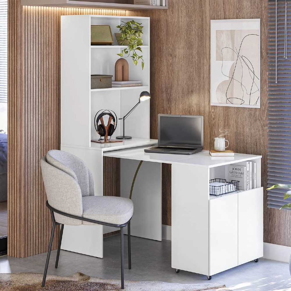 Mesa Escrivaninha Bancada de Estudos Para Quarto Salt Branco Z06 - Mpozenato