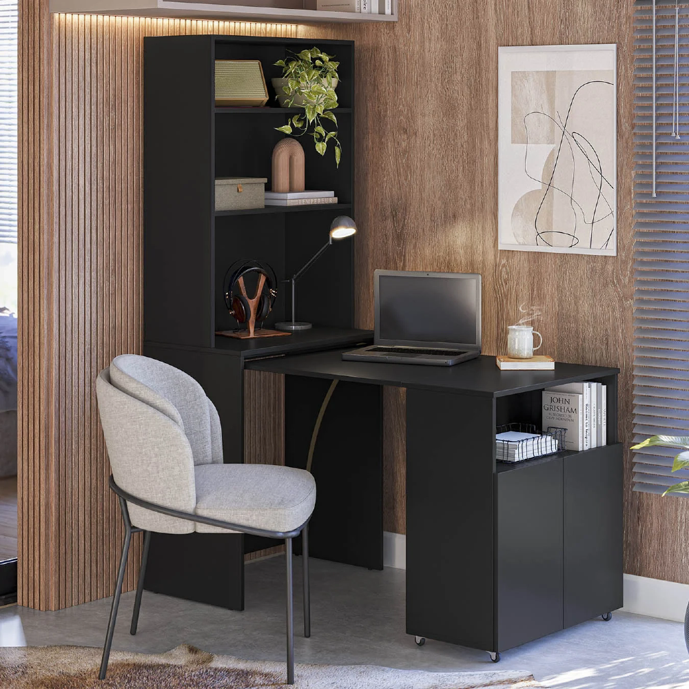 Mesa Escrivaninha Bancada de Estudos Para Quarto Salt Preto Z06 - Mpozenato